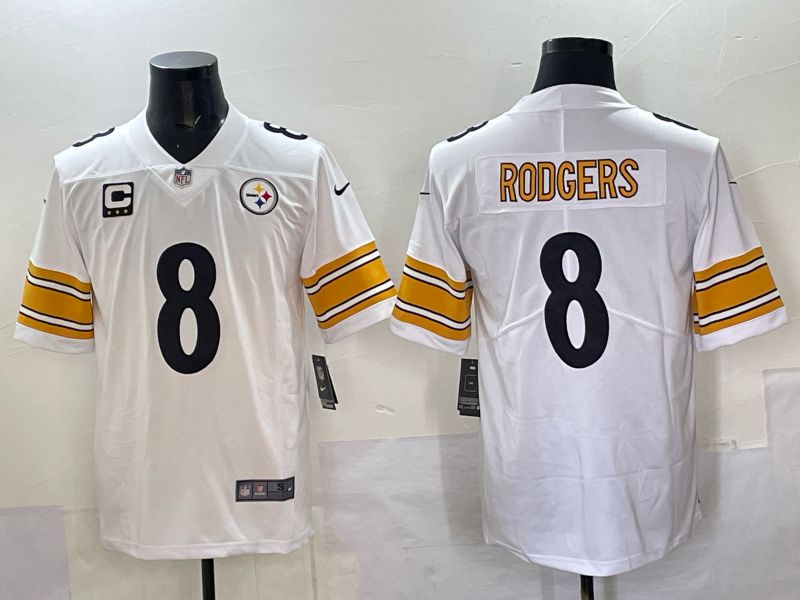Men 2025 Pittsburgh Steelers 8 Rodgers White Nike Limited NFL Jersey style 03